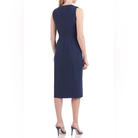 Kay Unger Raven Draped Sheath Midi Dress - Picture 14 of 16